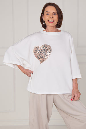 Heart to heart top in ecru