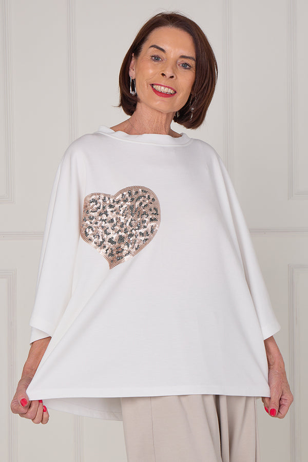 Heart to heart top in ecru