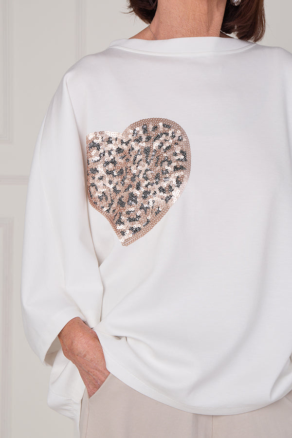 Heart to heart top in ecru