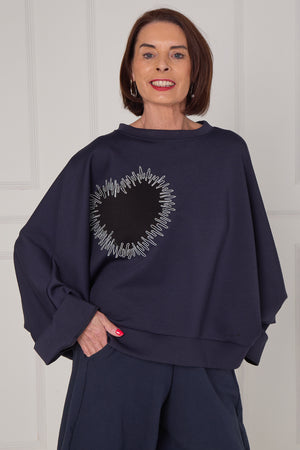 Black heart top in Navy