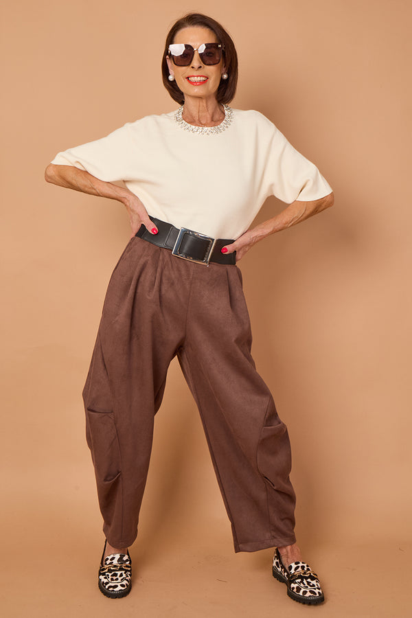 Lorenzo Cocoon Trousers in CHOCALATE