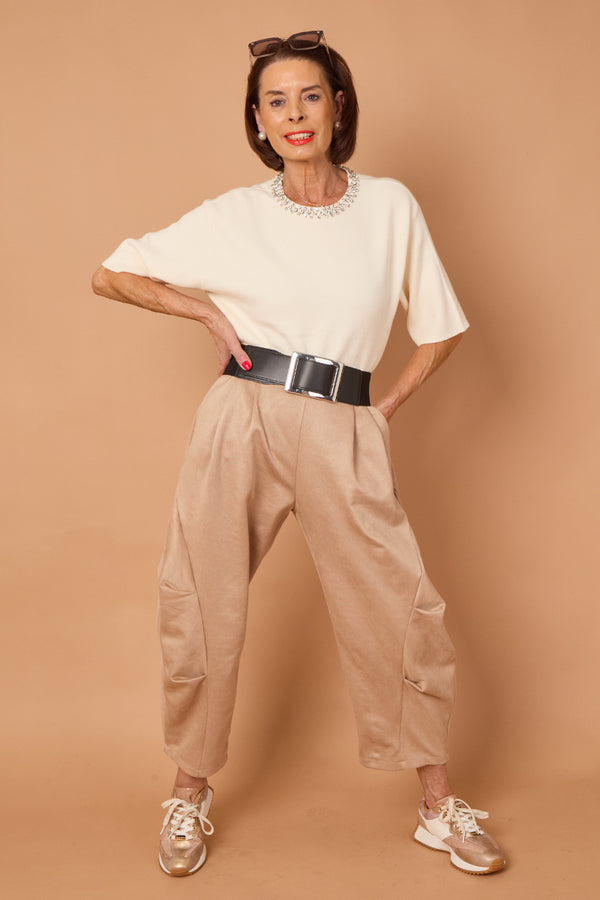 Lorenzo Cocoon Trousers in stone