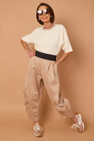 Lorenzo Cocoon Trousers in stone