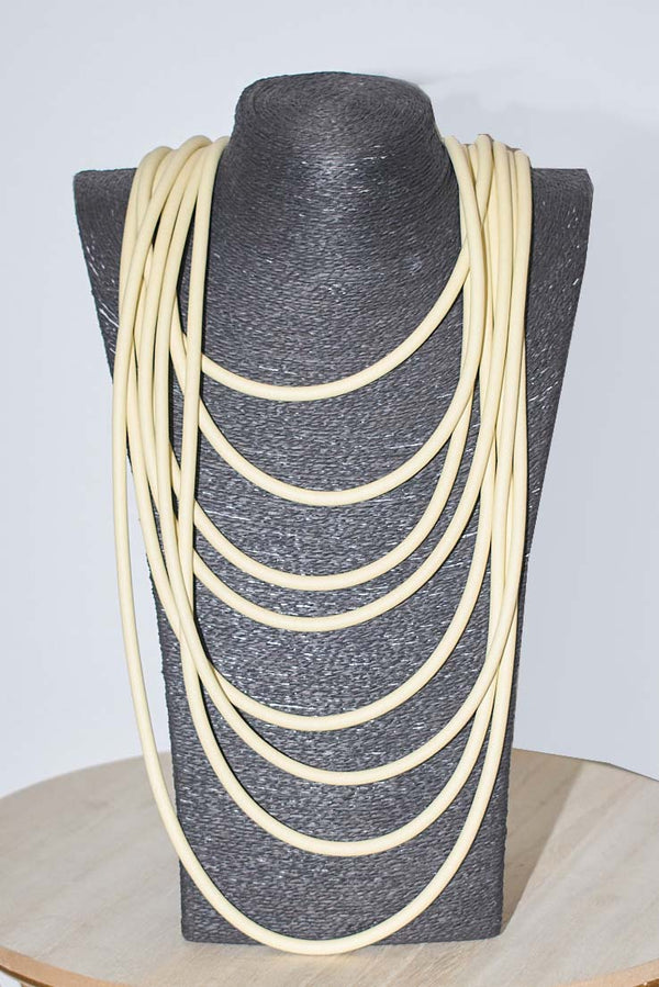 Lagenlook Layered Rubber Necklace in Cream