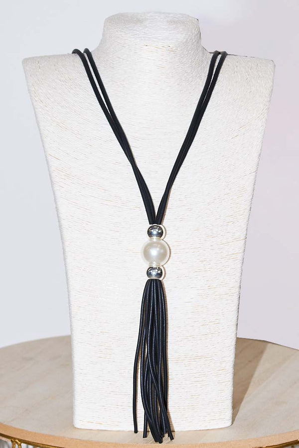 Lagenlook Tassle Necklace with Pearl