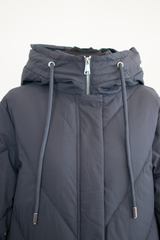 Loraya Hooded Puffer Coat with Quilted Design in Navy