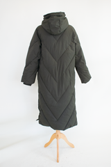 Loraya Hooded Puffer Coat with Quilted Design in Khaki