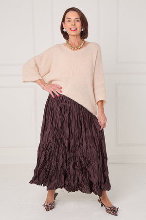 CHLOE CRINKLE SKIRT IN chocolate