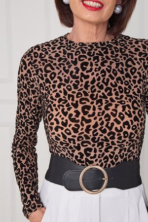 Leo mesh bodysuit in leopard print