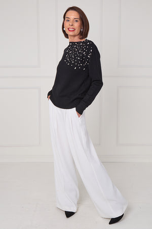 Crystal diamante knitwear in balck