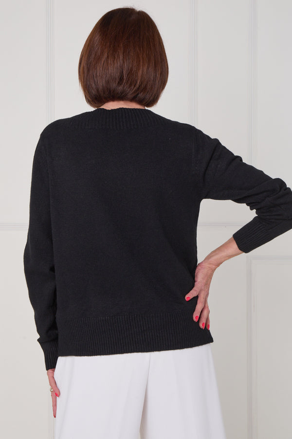 Crystal diamante knitwear in balck