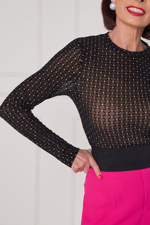 Leo mesh bodysuit in silver splash