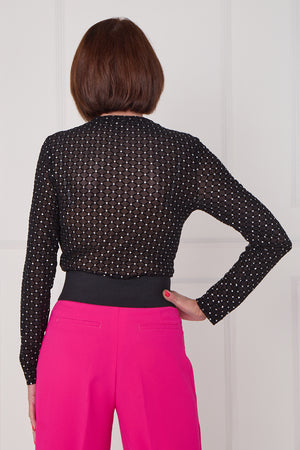 Leo mesh bodysuit in silver splash