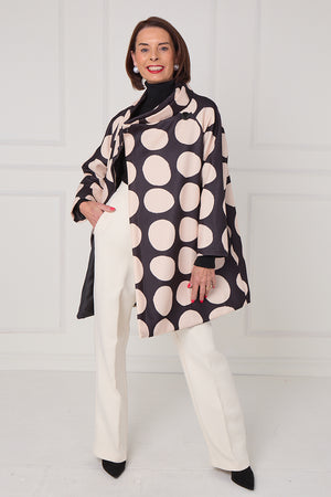 Fontana Jacket in black and beige with circles