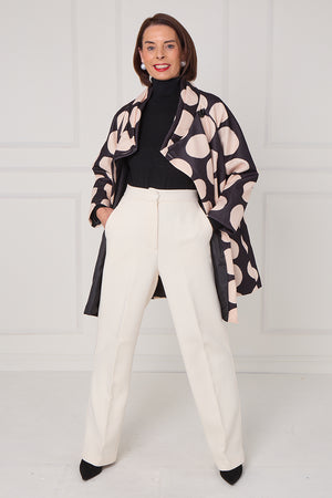 Fontana Jacket in black and beige with circles