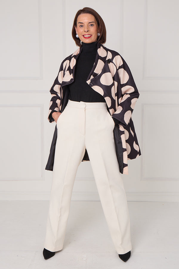 Fontana Jacket in black and beige with circles