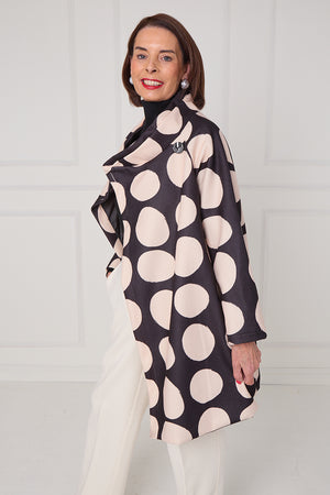 Fontana Jacket in black and beige with circles