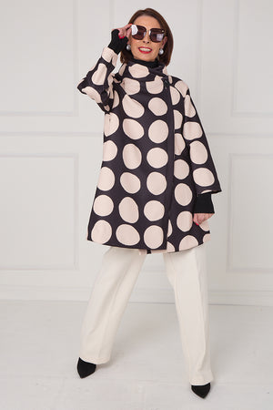 Fontana Jacket in black and beige with circles