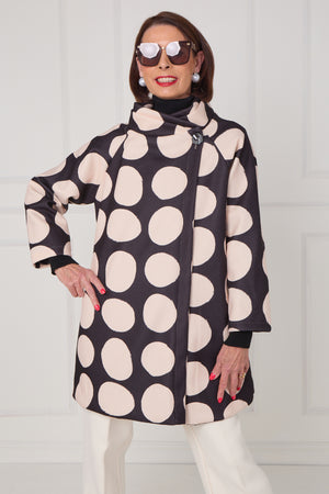 Fontana Jacket in black and beige with circles