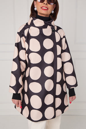Fontana Jacket in black and beige with circles