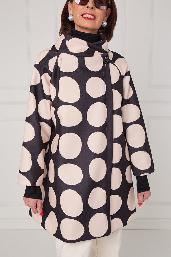 Fontana Jacket in black and beige with circles