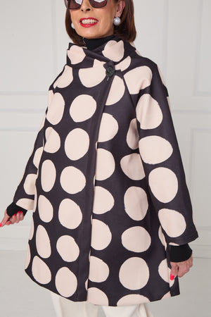 Fontana Jacket in black and beige with circles