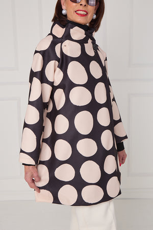 Fontana Jacket in black and beige with circles