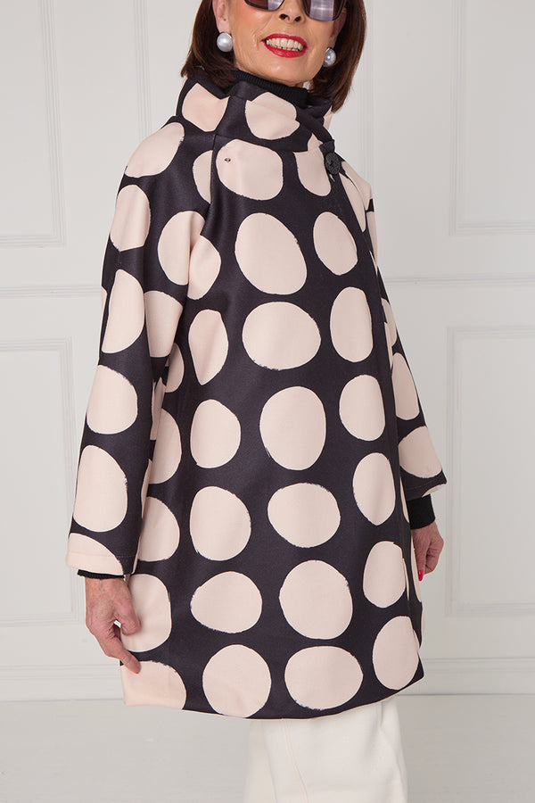 Fontana Jacket in black and beige with circles