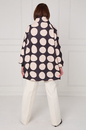 Fontana Jacket in black and beige with circles