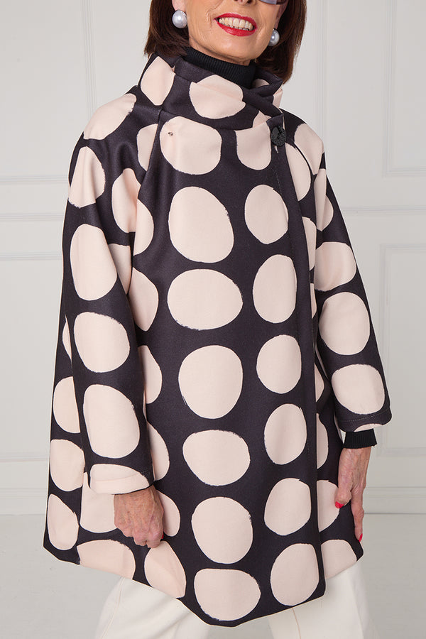 Fontana Jacket in black and beige with circles