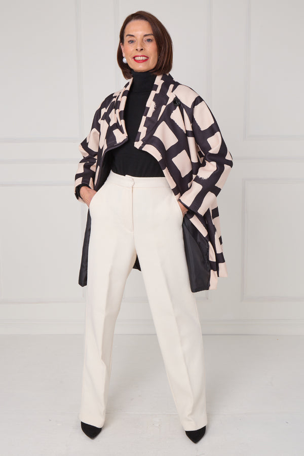 Fontana Jacket in black and beige with squares