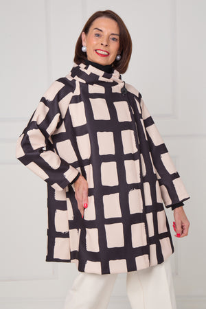Fontana Jacket in black and beige with squares
