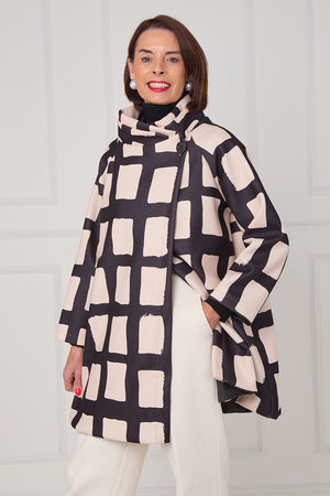 Fontana Jacket in black and beige with squares