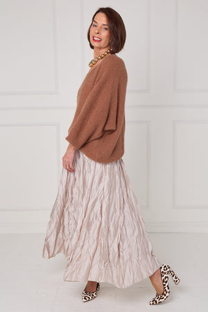 CHLOE CRINKLE SKIRT IN beige