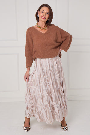 CHLOE CRINKLE SKIRT IN beige