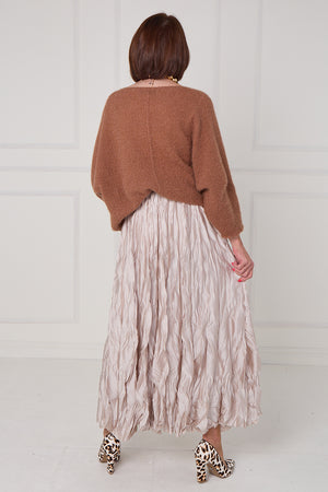 CHLOE CRINKLE SKIRT IN beige