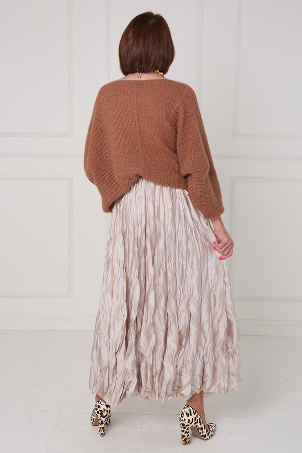 CHLOE CRINKLE SKIRT IN beige