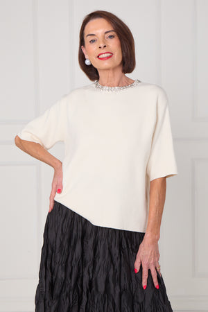 Abel embellished diamante knitwear in ecru