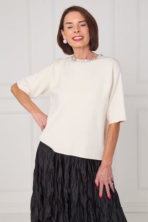 Abel embellished diamante knitwear in ecru