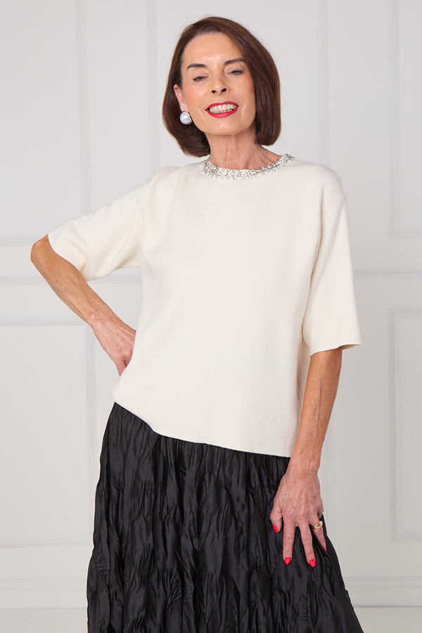 Abel embellished diamante knitwear in ecru