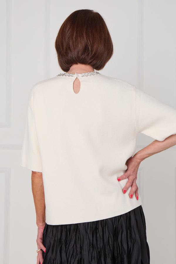 Abel embellished diamante knitwear in ecru