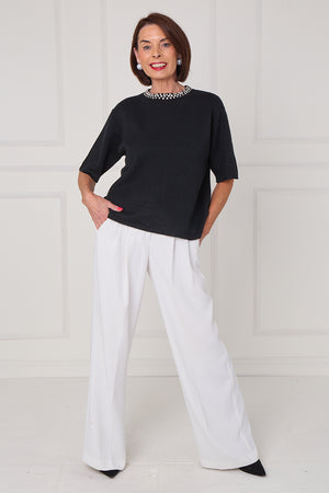 Abel embellished diamante knitwear in black