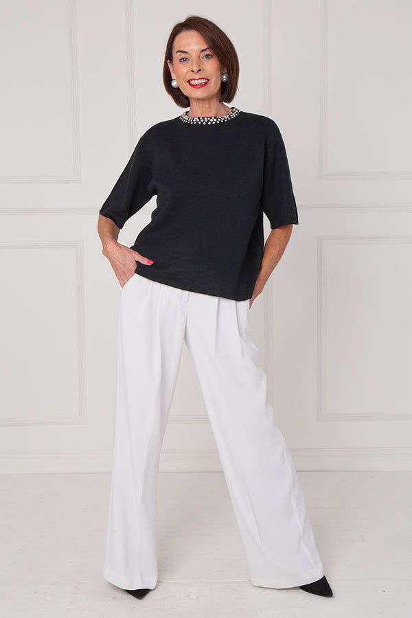 Abel embellished diamante knitwear in black