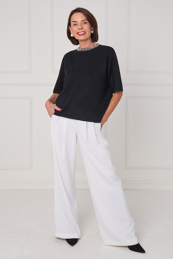 Abel embellished diamante knitwear in black