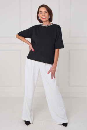 Abel embellished diamante knitwear in black