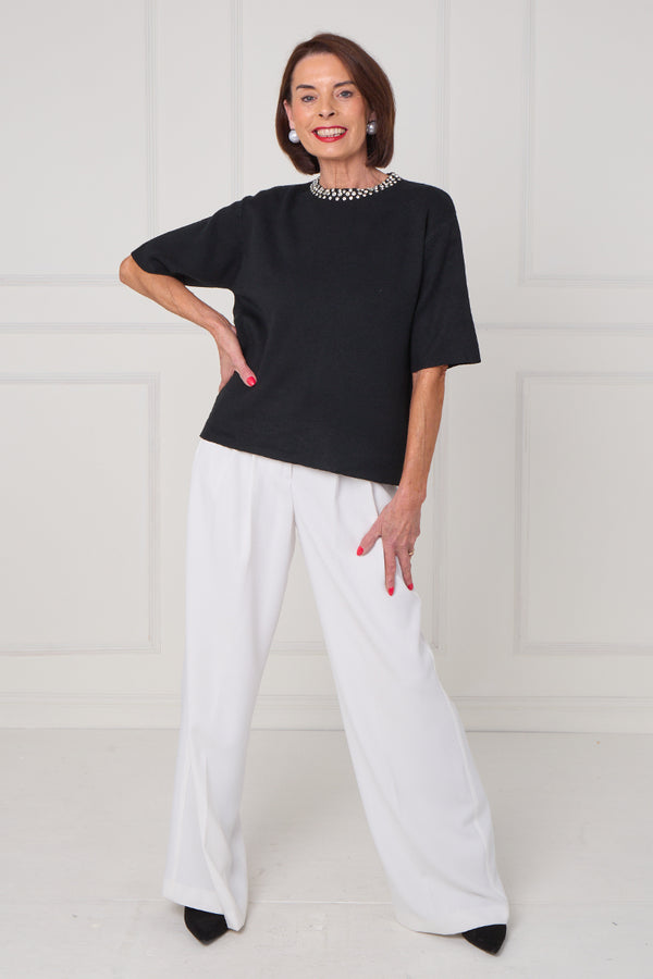 Abel embellished diamante knitwear in black