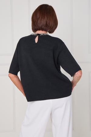 Abel embellished diamante knitwear in black