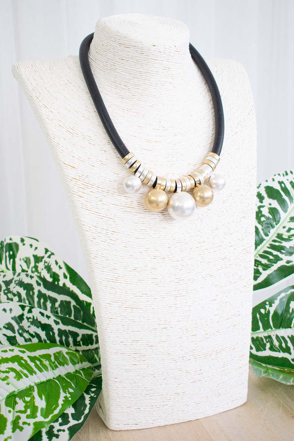 Multi Metal Droplet Rubber Necklace
