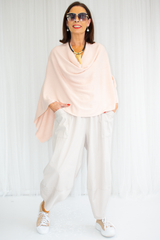 Mollie-Ann Poncho Style Fine Knit in Blush