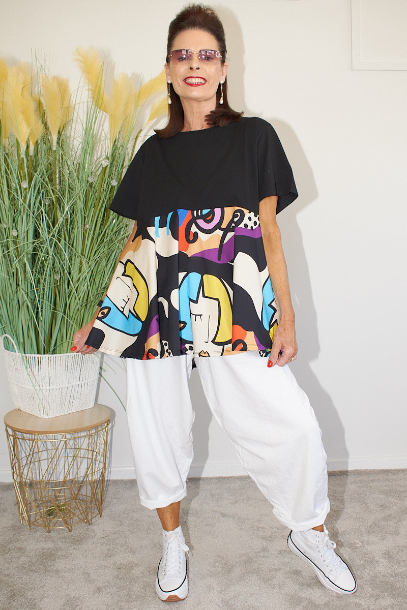 Freida Pattern Top in Black